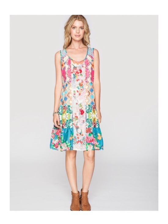 Johnny Was Dresses & Skirts - Johnny Was Sunshine Silk Embroidered Floral Dress Size S